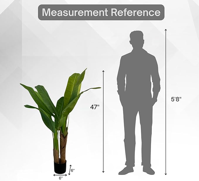 XBrand 47.2-Inches Artificial Banana Tree in Pot for Indoor Outdoor Home Office Store, Great Housewarming Gift