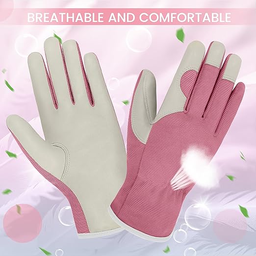 Gardening Gloves, Garden Gloves for Women and Men, Thorn Proof Working Gloves, Durable Leather Work Garden Gloves for Yard & Outdoor Work, Purple, M