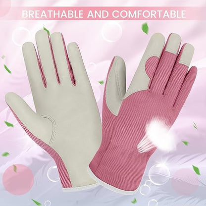 Gardening Gloves, Garden Gloves for Women and Men, Thorn Proof Working Gloves, Durable Leather Work Garden Gloves for Yard & Outdoor Work, Purple, M