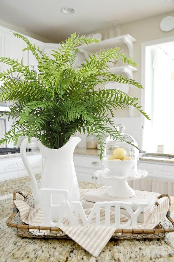 Briful 30" Artificial Boston Fern Plants Bushes Fake Shrubs Bush Greenery Plants Faux Fern Plant Large for Outdoors UV Resistant Garden Plants or Home Office Desk Indoor Decor 3pcs