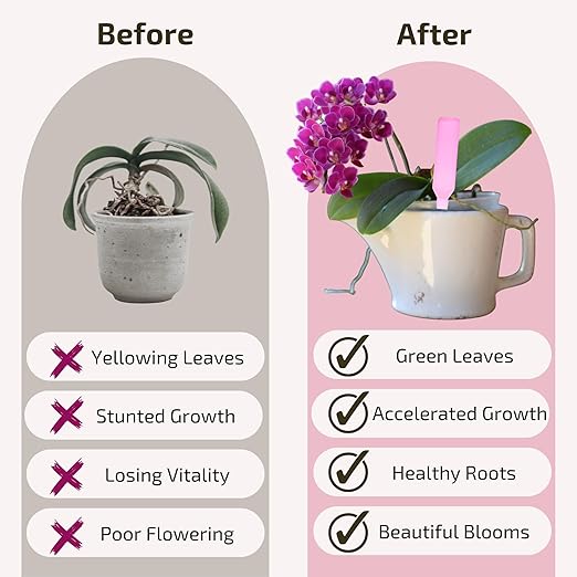 Liquid Orchid Fertilizer Spikes | Ready-to-Use Orchid Food for Blooming, Fertilizer for Orchids (8 Drip Feeders)