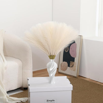 Faux Beige Pampas Grass - 30pcs 24 Inch Boho Home Decor, Artificial pompas Floral, Small Fake Pompous Grass for Table Centerpieces, Wedding and Baby Shower Decorations (Beige, 30 Pieces)
