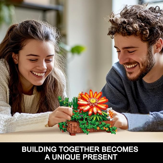 Sunflower Bonsai Building Set-Compatible with Lego Flower, Exquisite Plant Model for, Home Decor for Birthday Display & Adults (924 PCS)