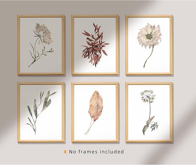 Boho Poster Prints Plant Art Wall Decor, 11x14 Canvas Prints Unframed Set of 6, Plant Posters Aesthetic for Bedroom