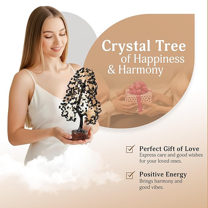 YATSKIA Black Tourmaline Gemstone Tree, Crystal Tree of Life, Feng Shui Decor, Meditation Decor, Spiritual Gifts