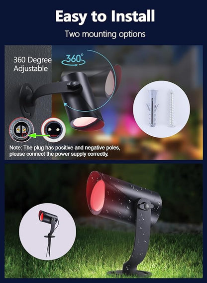 APPECK Smart Landscape Lighting, IP67 Waterproof Landscape Spotlights, 3000LM Dimmable RGBICW Pathway Lights Compatible with Alexa, Spot Lights for Christmas Outdoor Decoration, 4 Pack