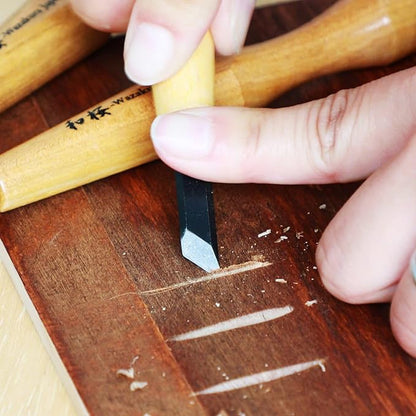 Wazakura Made in Japan Bonsai Chisel Single Bevel Skewed Hand Carving Tool 0.3 in (7.5 mm) for Jin Shari Making, DIY Woodcarving Knife for Experts and Beginners (Single Bevel Skewed Kiwa Shape 7.5 mm)