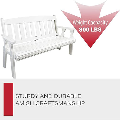 Amish Casual Outdoor Heavy Duty 800 LB Mission Pressure Treated Garden Bench(4 Foot, Semi-Solid White Stain)