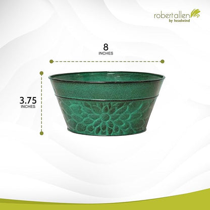 Robert Allen MPT02007 Laurel Series Metal Planters, 8", Aqua