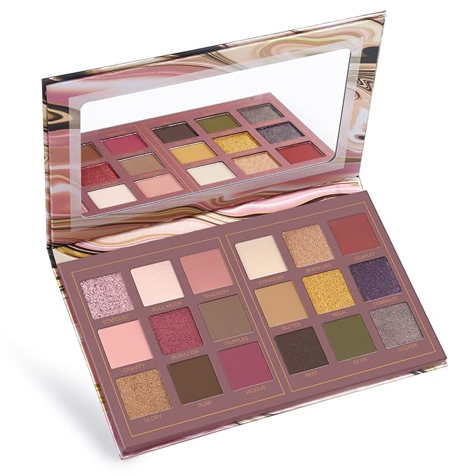 Prism Makeup Matte Eyeshadow Palette Pro 18 Colors Pigmented Shimmer Glitter Eye Shadow Palette, Blendable Long Lasting Waterproof Makeup Cosmetics Halloween Makeup Kit (02# Solitude)