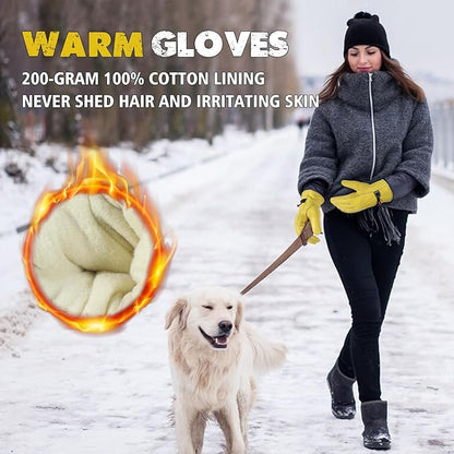 HLDD HANDLANDY Winter Work Gloves, Insulated Leather Work Glove with Abrasion Protection & Thinsulate Lining for Cold Weather