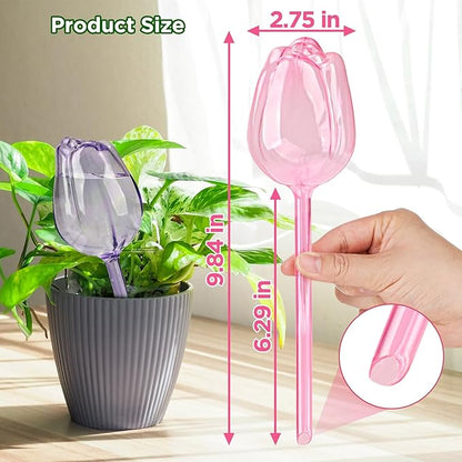 4 Pcs Self Watering Globes Bulbs for Indoor Outdoor Plants,Tulip Self Plant Watering Globes Bulbs,Automatic Plant Watering Devices, Plastic Watering Bulbs for Indoor & Outdoor Plants