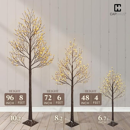 CAPHAUS 8FT Lighted Willow Tree with 240 Warm White LED Lights, Artificial Twinkling Twig Tree for Christmas Decorations Indoor, Holiday & Winter Home Decor