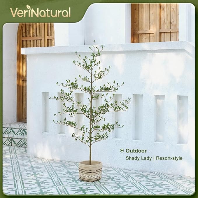 Artificial Black Olive Tree 5ft - Shady Lady UV Resistant Faux Olive Trees Indoor Outdoor Decor - Modern Aesthetic Tall Fake Plants with Pot for Home Office Living Room Patio Floor, VN140