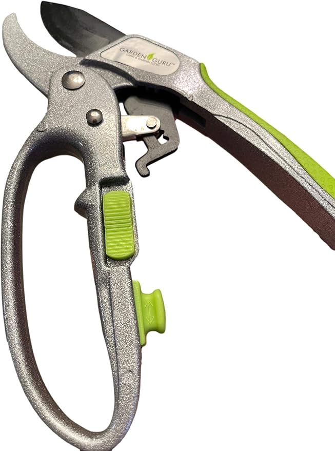 Garden Guru Ratchet Hand Pruning Shears - Professional Garden Clippers with Ergonomic Grip - Makes Tough Cuts Easy (2 Pack)