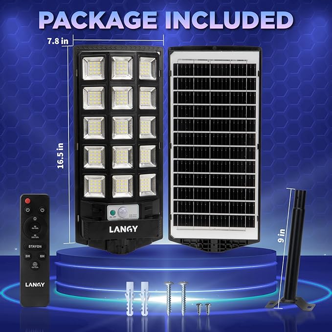 Solar Street Lights Outdoor,2 Pack Solar Lights Outdoor Waterproof Dusk to Dawn 60000LM 6500K Solar Flood Lights Motion Sensor with Remote Control, Commercial Area Lighting for Outside Parking Lot