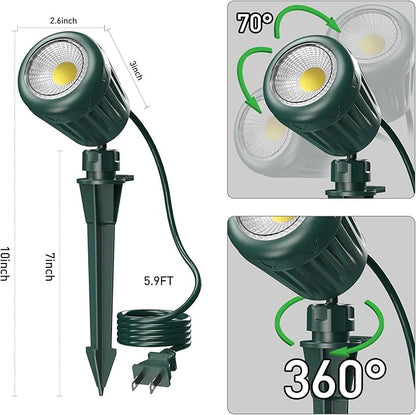 Outdoor Spot Lights for Yard,120V Plug-in Christmas Spot Lights with Timer Remote Control,6000K Landscape Lighting with 5 Color Lenses (Red,Yellow,Green,Blue,Purple),IP67 Waterproof,2 Pack