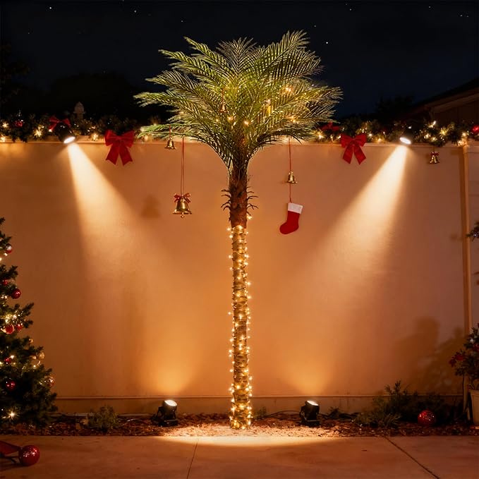 Artificial Phoenix Palm Tree 9ft Tall Outdoor Indoor Decor Fake Plants with 21 Adjustable Leaves, Large Faux Sago Palm Tree for Home Office Living Room Yard Outside Patio Poolside (1, 9ft)