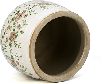 Large Ceramic Pot for Planters, Ice Crack Glazed Flower Pot with Drainage Holes,5.91inch Vintage Planters for Indoor and Outdoor (RED)