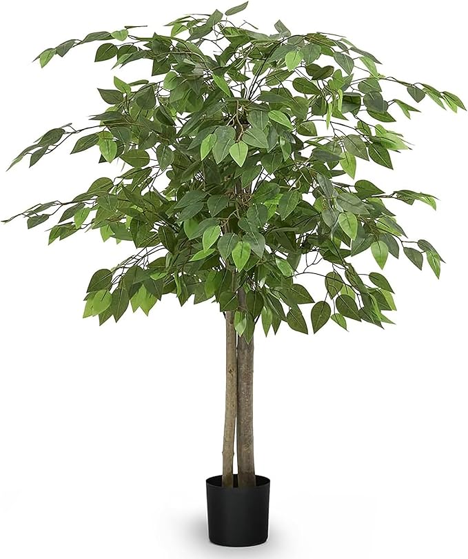 Maia Shop 3ft 5in Artificial Ficus Tree Plant for House, Apartment or Office – Realistic Fake Indoor Plants for Living Room, Kitchen, Bedroom, Entryway or Bathroom – Faux Greenery for Home Décor