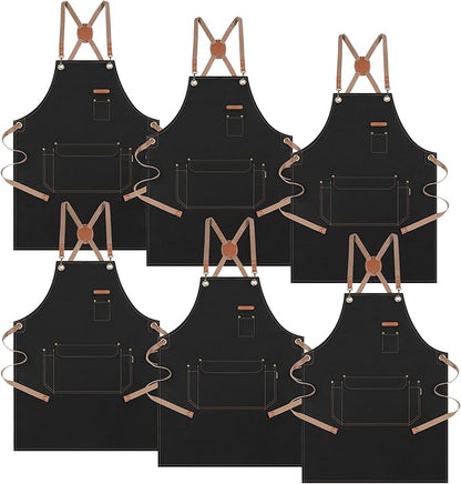 Chef Apron with Cross Back Straps for Men Women, Cotton Canvas Apron for Artists Painting, Kitchen Cooking