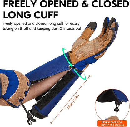 Vgo... Gardening Gloves Unisex,Safety Work Gloves,Long Sleeves Gauntlet,Puncture Proof,Touchscreen(Size XL,Blue,SL7496)