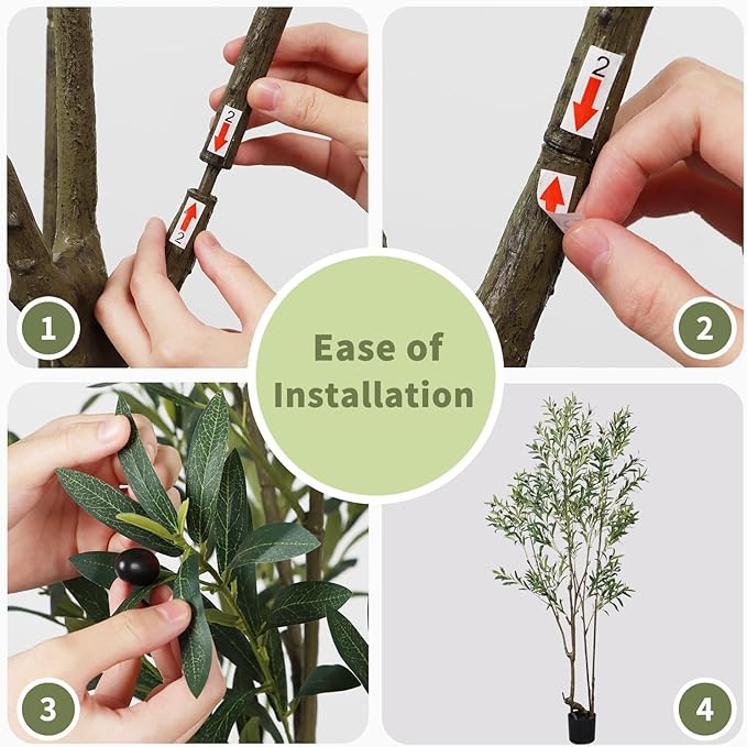 6.89ft Artificial Olive Tree, Faux Olive Tree with Lifelike Fruits, 82.68 Fake Olive Tree with Sturdy Plastic Pot, Artificial Plants for Office Home Living Room Indoor Outdoor Decor