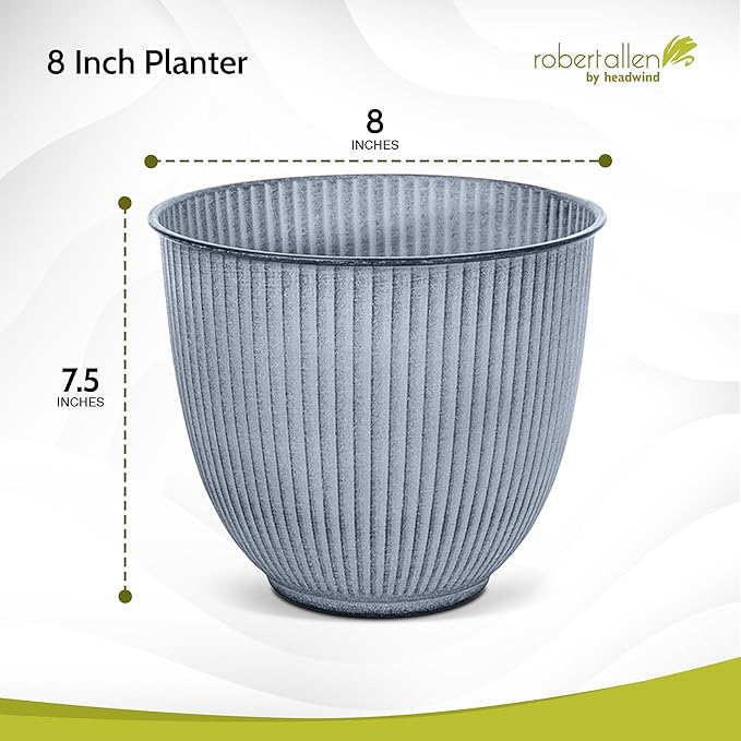 Headwind Robert Allen Natural Ironstone Decorative Planter, Archer Collection, Steel Blue, 8-inch