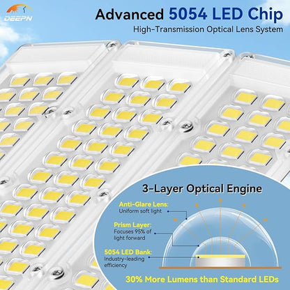 Deepn 10000W Solar Street Lights Outdoor Commercial Parking Lot Lights Aluminum LED Security Flood Light with Motion Sensor & Dusk to Dawn, Solar Outdoor Lights Waterproof for Yard, SZ3000, 2 Pack