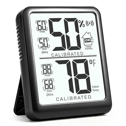 Antonki Room Thermometer, Digital Small Hygrometer Indoor Thermometer Humidity Gauge, Temperature Humidity Meter with Max/Min Record Monitor Sensor for Home, Plants - Battery Included