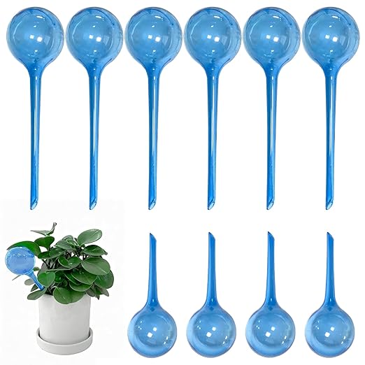 10 Pcs Self Watering Globes, Plant Watering Globes Automatic Watering Bulbs for Indoor Outdoor, Vacation Potted Plant Care Water Conservation Device (Blue)
