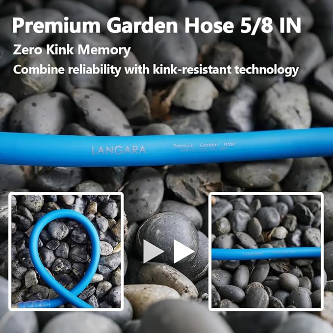 Heavy Duty Premium Garden Hose 150ft x 5/8", 300PSI Working, 1000PSI Burst, Hybrid Rubber Water Hose with Transparent Swivel Handle - Hot/Cold Water - Five Layered Braiding with Brass fittings (Blue)