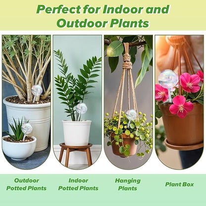 Plant Watering Globes, 6PCS Iridescent Rainbow Gradient Color Clear Glass Bulbs Self Watering Spikes Planter Insert, Automatic Plant Waterer Bulbs Devices for Various Plants