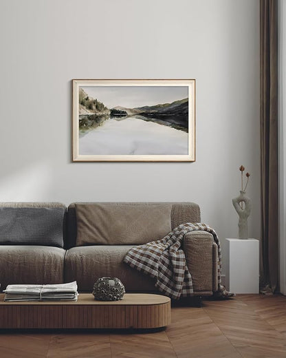 InSimSea Framed Canvas Wall Art Mountain Reflection Decor Vintage Nature Wilderness Art Decorative Rustic for Living Room, Bedroom, Office 24x36In