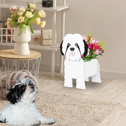 Shih Tzu Dog Planter Plant Pots,Cute Dog Flower Planter,Gifts for Pet Lovers,Unique Animal Plant Pots,Office,Indoor Outdoor Garden Decor(9.45 * 8.97 * 13.5in)