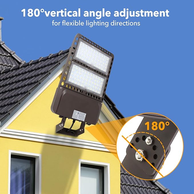200W LED Parking Lot Light,5000K 28000LM Outdoor floodlights with Dusk to Dawn Photocell,IP65 Waterproof AC100-305V, Outdoor Shoebox Lighting with Trunnion Wall Yoke Mount for Yard Garage Barn