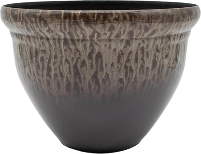 The HC Companies Pizzazz Decorative Round Flower Pots w/Ceramic Look - UV-Resistant Decorative Pot for Outdoor & Indoor Plant Pots - Modern Planter for Flower, Herbs (16” Foggy Gray, Pack of 1)
