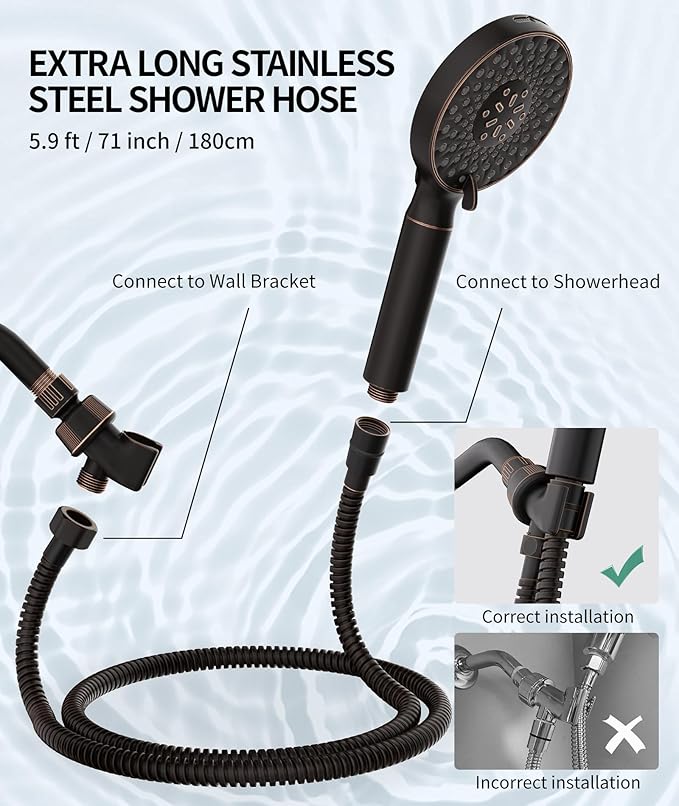 SR SUN RISE Filtered Shower Head with Handheld High Pressure 9 Spray Mode Showerhead Detachable Shower Head Water Softener Filters Beads for Hard Water Remove Chlorine 4 Filters ORB