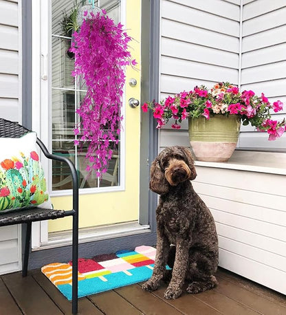 RECUTMS Fake Hanging Plants Artificial Ivy Leaf Faux Vine Plants Outdoor Artificial Hanging Plants Fake Plant Wall Decor Indoor UV Resistant Plants Home Room Decoration(Pure Fuchsia)