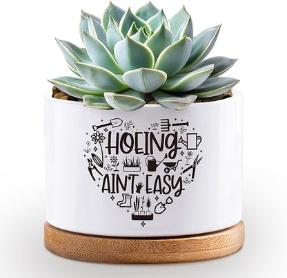 Thank You for Helping Me Grow Pots, Succulent Cactus Pot, Funny White Ceramic Flower Planters, Indoor 3.5 inch Pots, Plant Not Included