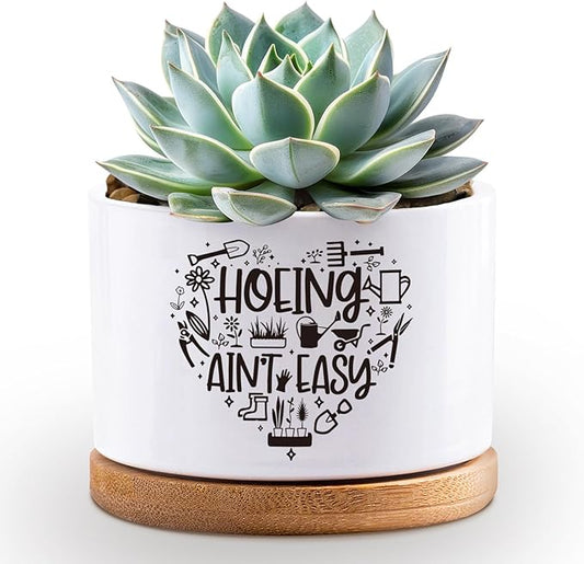 Thank You for Helping Me Grow Pots, Succulent Cactus Pot, Funny White Ceramic Flower Planters, Indoor 3.5 inch Pots, Plant Not Included