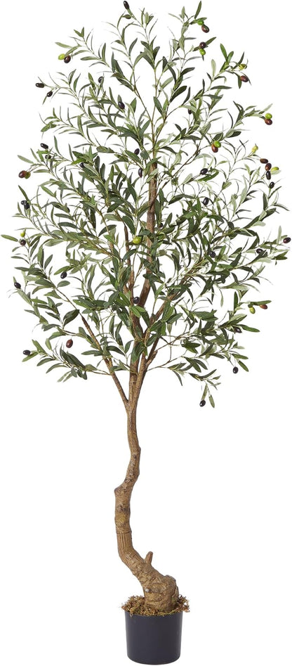 6 Ft Artificial Olive Trees, Indoor Outdoor Artificial Tree Fake Potted Silk Plant Faux Olive Tree with Trunk and Fruits, Large Olive Plants for Living Room Home House Office Decor