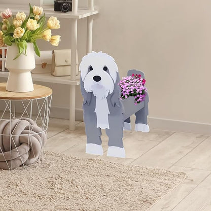 Baba Collie Dog Planter Plant Pots,Cute Dog Flower Planter,Gifts for Pet Lovers,Unique Animal Plant Pots,Office,Indoor Outdoor Garden Decor(9.45in*5.98 * 13.54in)