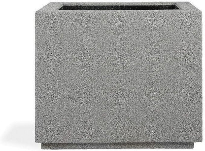 PolyStone Monterray Modern Outdoor/Indoor Square Planter, 23" L x 23" W x 19" H, Lightweight, Heavy Duty, Weather Resistant, Polymer Finish, Commercial Grade and Residential (Gray Granite)