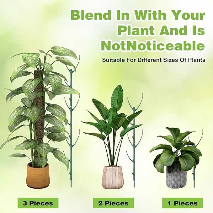 5Pcs Stackable Plant Support Stakes, Plant Stakes for Indoor and Outdoor, Plants Sticks for Vine Training Stem Stabilization, Stem Holder Structures Frame Moss Pole for Support Tall Potted Plants