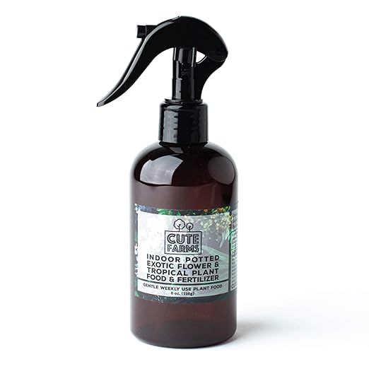 Cute Farms Indoor Potted Exotic Flower & Tropical Plant Fertilizer | Gentle Weekly Use Formula Plant Food (8 oz. Spray + ONE Fine Mist Spray Bottle)