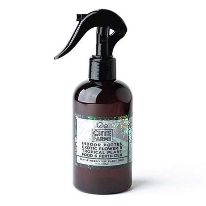 Cute Farms Indoor Potted Exotic Flower & Tropical Plant Fertilizer | Gentle Weekly Use Formula Plant Food (8 oz. Spray + ONE Fine Mist Spray Bottle)