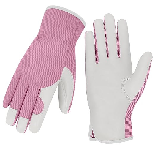 Gardening Gloves, Garden Gloves for Women and Men, Thorn Proof Working Gloves, Durable Leather Work Garden Gloves for Yard & Outdoor Work, Pink, S