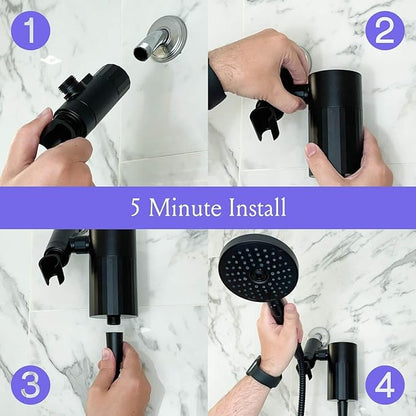 Sproos - Handheld Showerhead, High Performance Filtration System for Healthier Hair and Skin, Extra Long 70 Inch Hose, 3 Customized Spray Functions, 6 Colors (Golden Hour, Shower Filter Set)