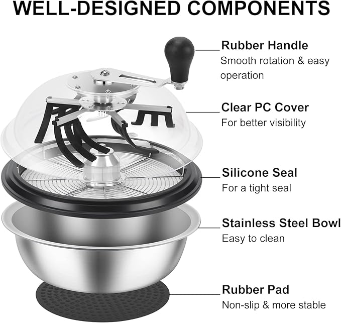 MELONFARM 19 inch Bud Leaf Bowl Trimmer, Bud Bowl Trimmer with Switchable Stainless Steel Blades & Clear Visibility Dome, Hand Twist Spin Cutting Bud Trimmer for Buds, Flowers, Hydroponics Plants